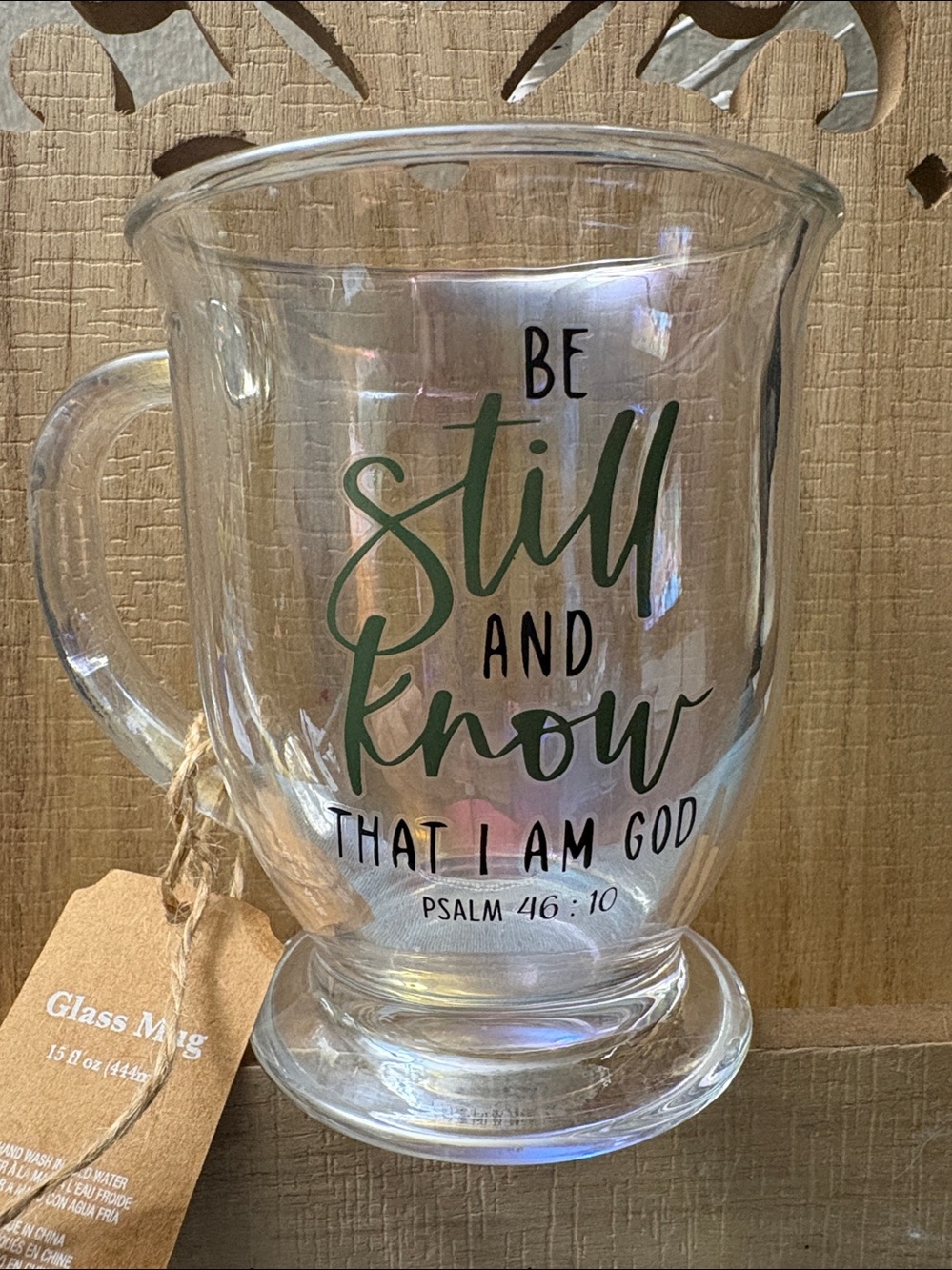 Inspirational Glass Mug - Iridescent "Be Still and Know" - Clear and Journal - Picture 5 of 5